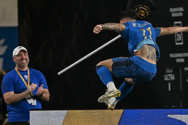 Marcus Leonardo celebrates scoring the winner