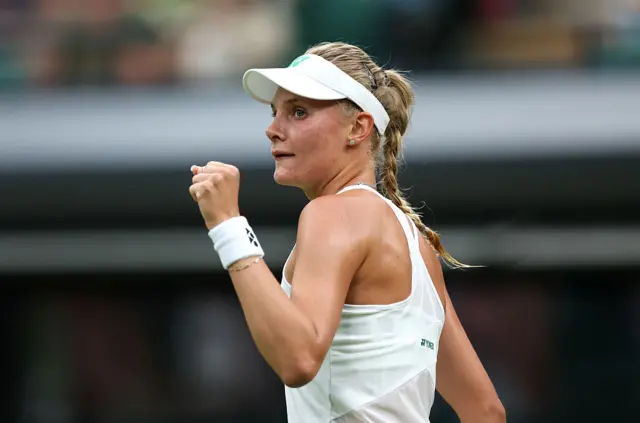 Dayana Yastremska celebrates at Wimbledon