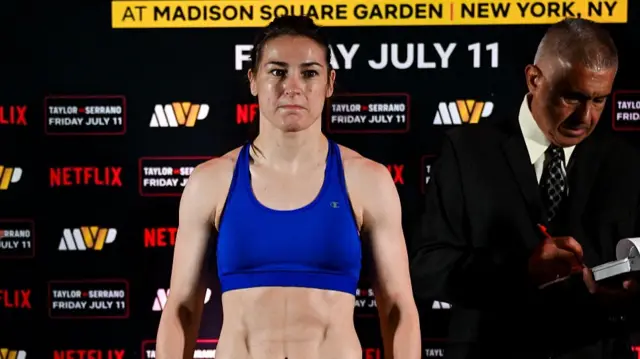 Katie Taylor at the weigh in