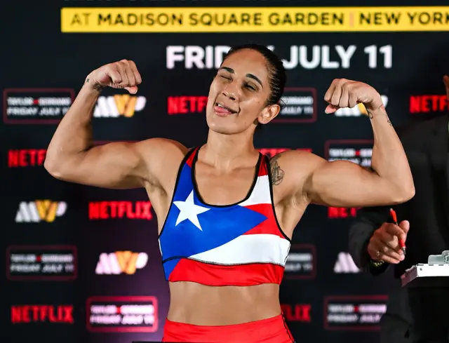 Amanda Serrano at the weigh in