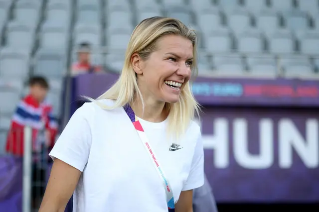 Ada Hegerberg smiles as she arrives