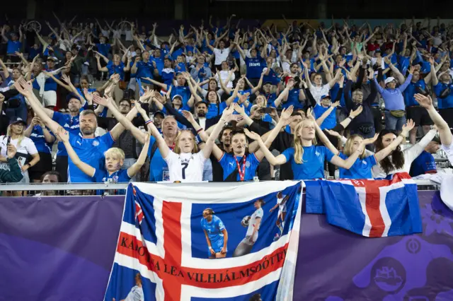 Iceland fans do the Thunder Clap at full time