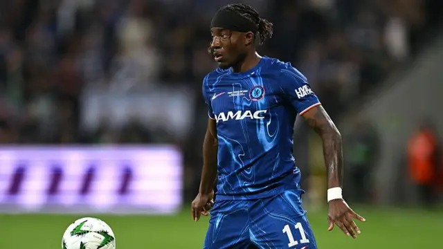 Noni Madueke in action during the UEFA Conference League final