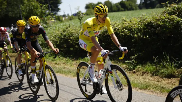 Tadej Pogacar during stage six of the 2025 Tour de France