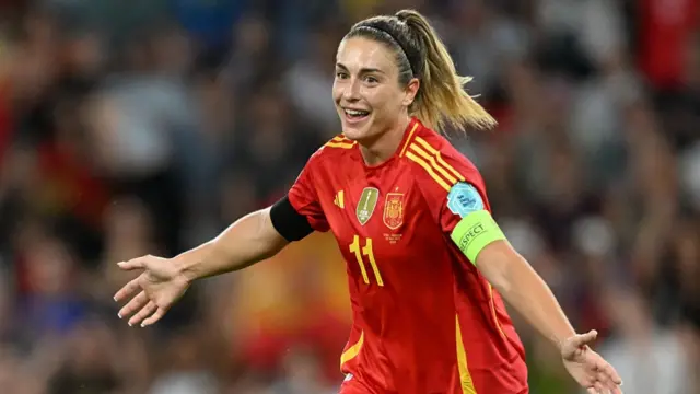 Alexia Putellas of Spain celebrates after scoring