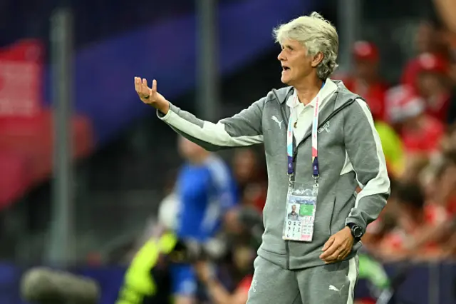 Pia Sundhage reacts on the touchline