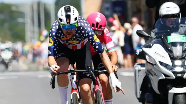 Quinn Simmons and Ben Healy during stage six of the 2025 Tour de France