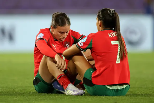 Telma Encarnacao and Francisca Nazareth of Portugal look dejected