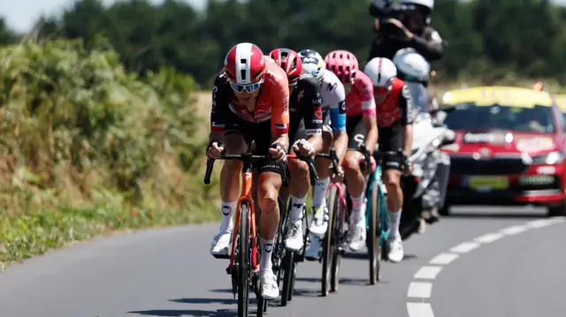 Geraint Thomas leads the breakaway during stage seven of the 2025 Tour de France
