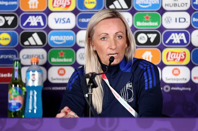 Gunnarsdottir addresses the media