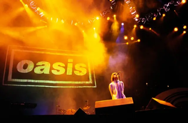 Liam Gallagher at Knebworth in 1996