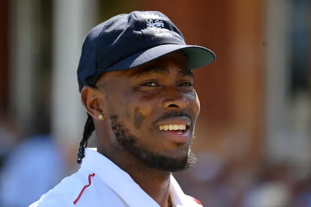 England fast bowler Jofra Archer smiles