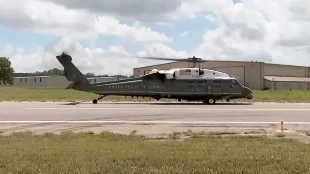 Marine One helicopter on tarmac