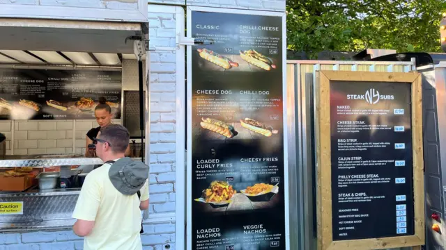 A close up of the burger van menu.