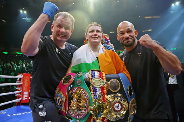 Katie Taylor with her belts