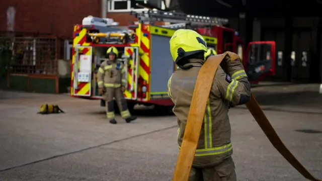 Firefighter at training drill