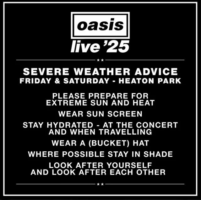 Oasis weather warning