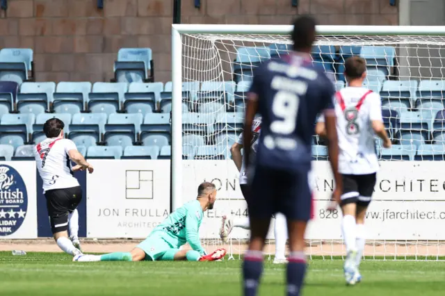 Airdrieonians' Chris Mochrie scores