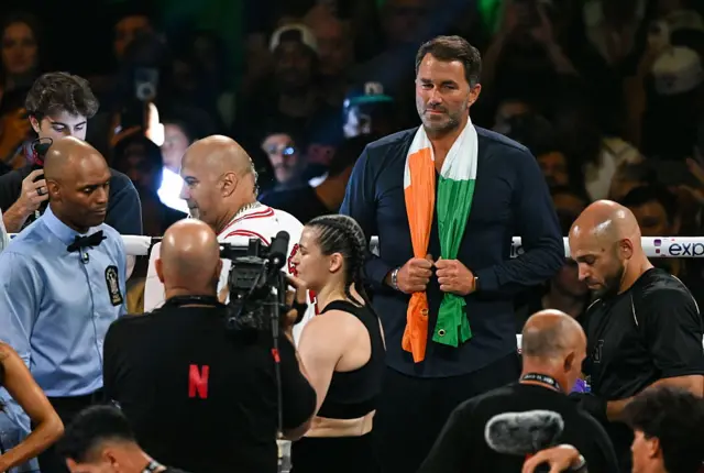 Eddie Hearn in Katie Taylor's corner