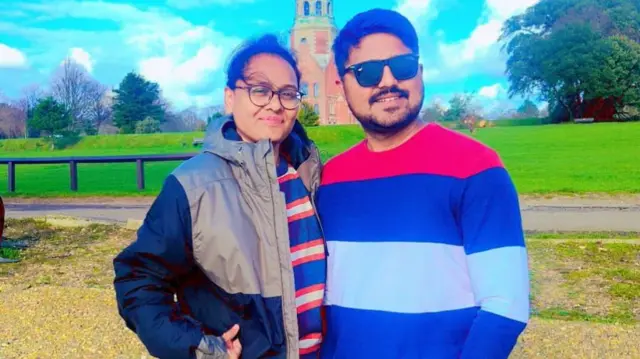 Ayushi Christian with her husband Lawrence Christian who died in the Air India plane crash