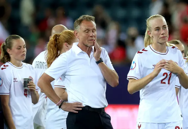 Denmark boss looks dejected