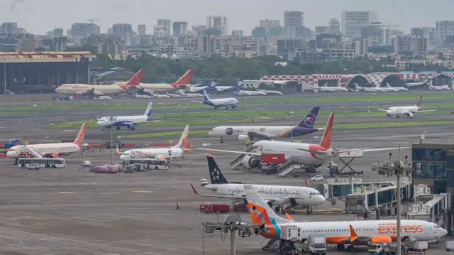 View of Airplanes standing at Mumbai Airport on June 13, 2025 in Mumbai, India. Many flights were cancelled or diverted following Israeli attack on Iran and the subsequent closure of Iranian airspace.(Photo by Satish Bate/Hindustan Times via Getty Images)