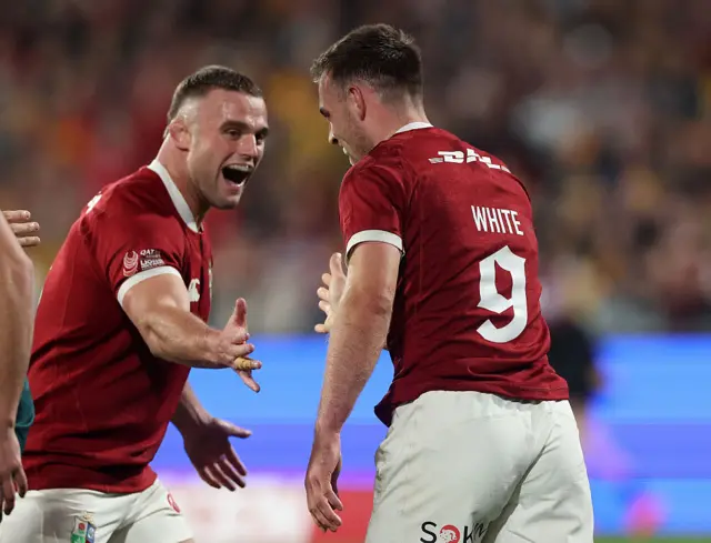 Lions players celebrate
