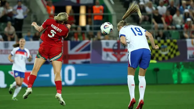Aggie Beever-Jones of England scores her team's sixth goal