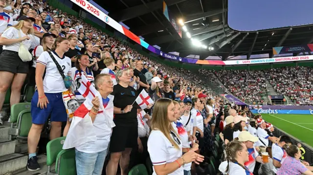 A general view inside the stadium as fans of England show their support