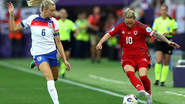 Jess Fishlock of Wales controls the ball