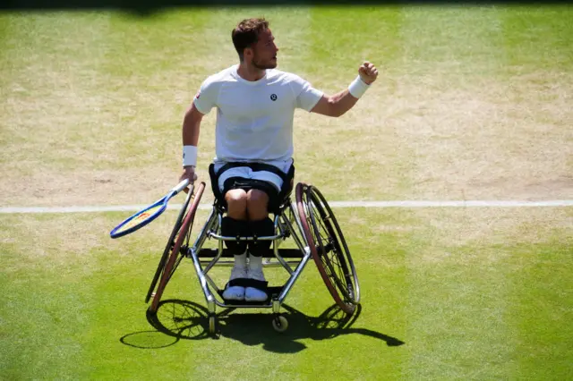 Alfie Hewett celebrates