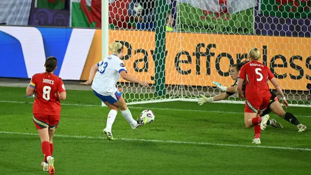 Alessia Russo of England scores her team's fourth goal
