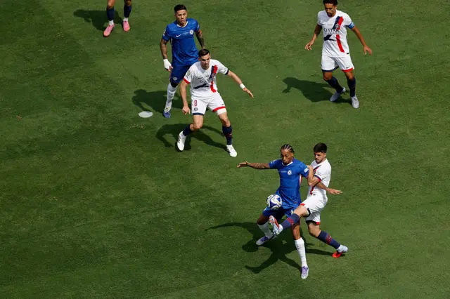 Chelsea and PSG players in action during the Club World Cup final