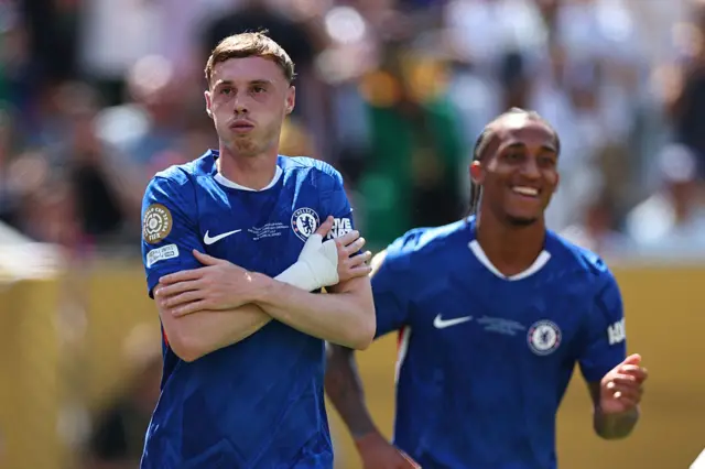 Cole Palmer celebrates after scoring for Chelsea