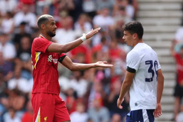 Liverpool's Cody Gakpo celebrates scoring their third goal