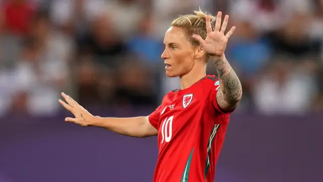 Jess Fishlock of Wales gestures