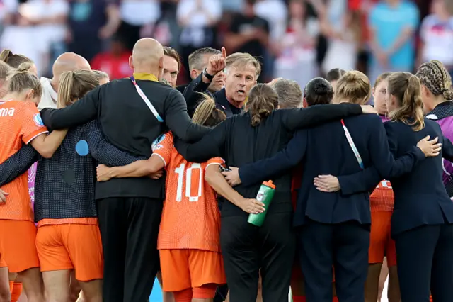 Andries Jonker, Head Coach of the Netherlands, interacts with his side