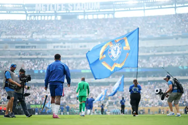 Reece James makes his way onto the pitch for Chelsea v PSG