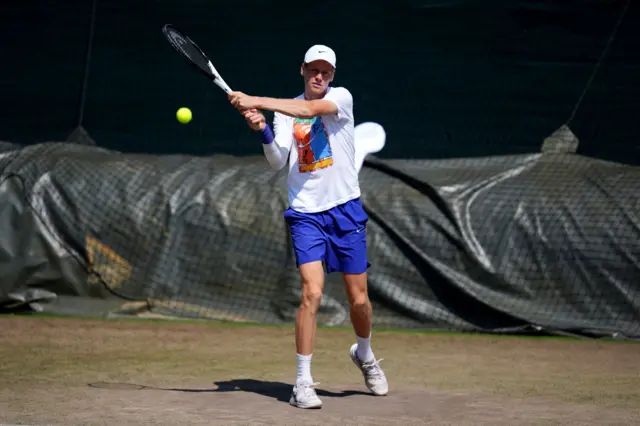 Jannik Sinner during a practice session