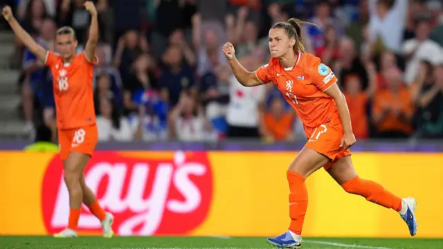 Victoria Pelova of the Netherlands celebrates scoring her team's first goal