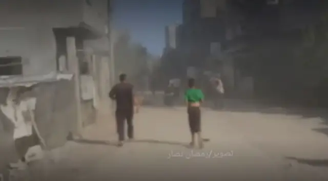 A screengrab from a video showing the aftermath of the strike in Nuseirat