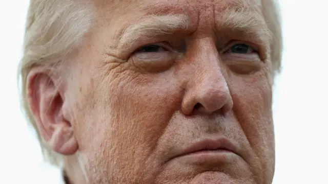 U.S. President Donald Trump looks on after attending the FIFA Club World Cup final upon his arrival at Joint Base Andrews, Maryland, U.S, July 13, 2025
