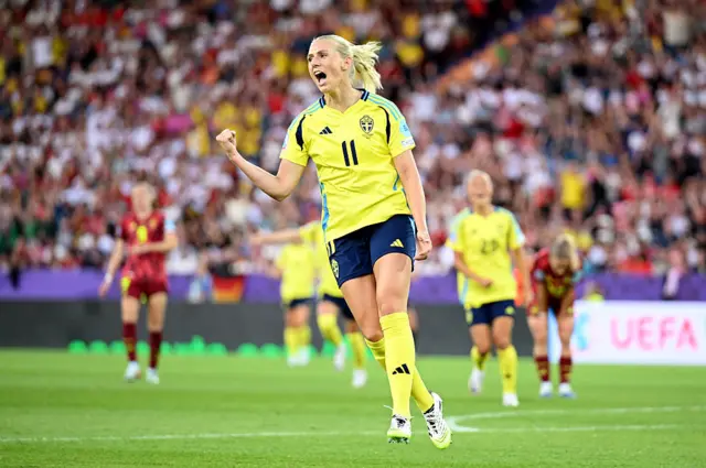 Stina Blackstenius of Sweden celebrates