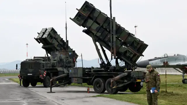 File picture from 2022 showing a Patriot missile system at Sliac air base in Slovakia