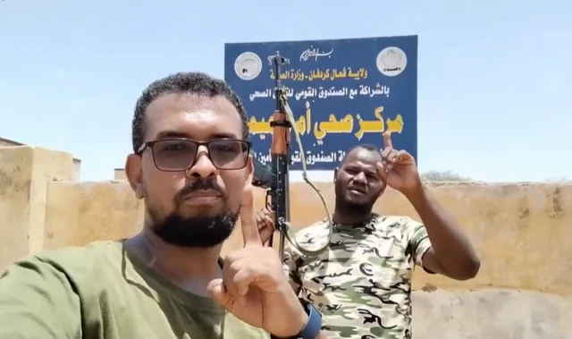 Pro-Sudan army fighters were videoed at a health centre inside the town on Monday