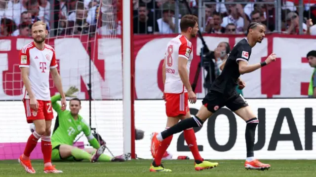 Hugo Ekitike of Eintracht Frankfurt celebrates scoring