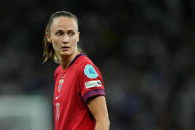 Caroline Graham Hansen forward of Norway and FC Barcelona during the UEFA Women's EURO 2025 Quarter-Final match between Norway and Italy at Stade de Geneve on July 16, 2025 in Geneva, Switzerland.