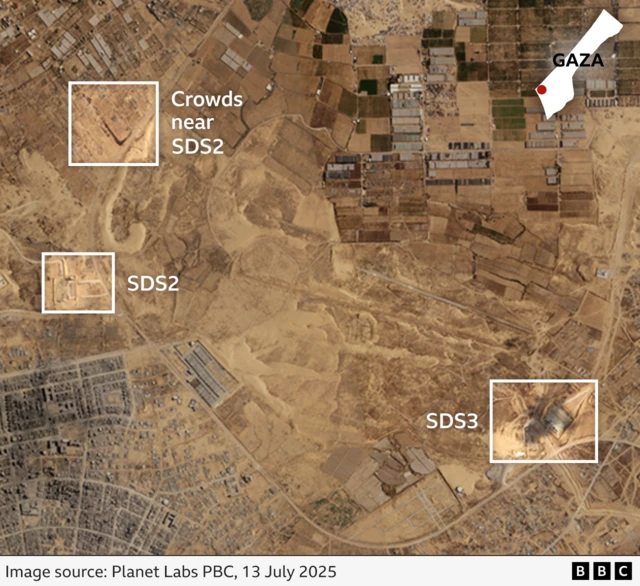 Satellite image of two SDS sites taken on 13 July