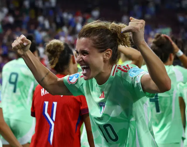 Italy's Cristiana Girelli celebrates after the match