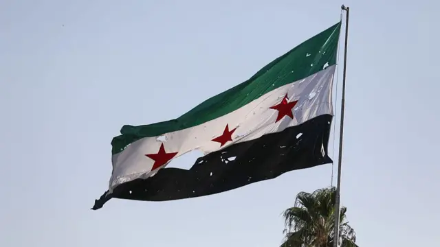 Syrian flag full of holes